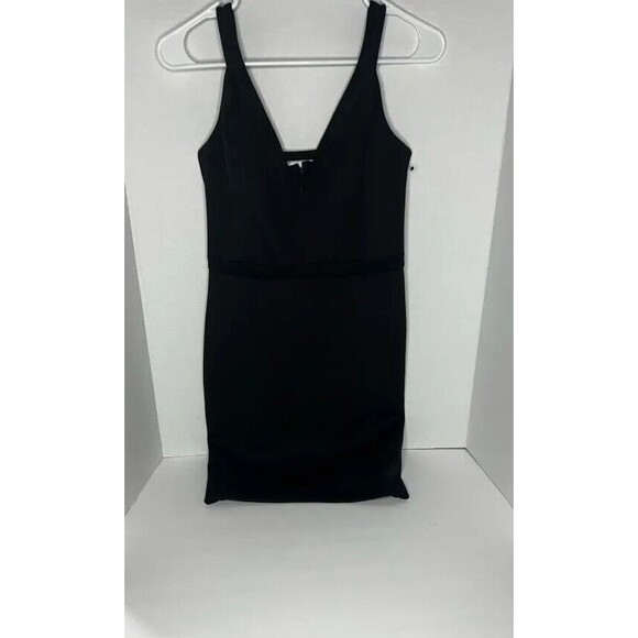 Guess Mini Dress Women's Size 4 Casual Solid Zipper Sleeveless V-Neck Black - Picture 1 of 5